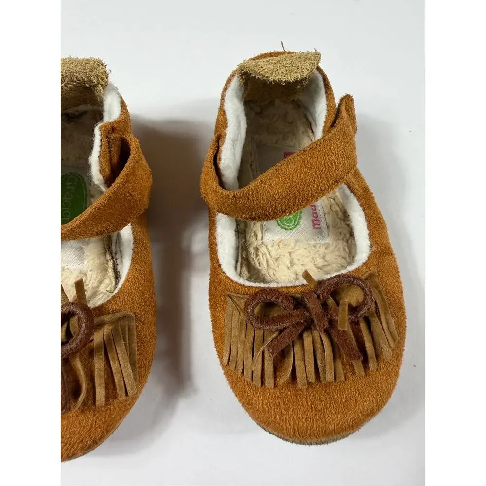 Gracious May Suede Mary Jane Moccasins Camel Brown 6–12 Months
